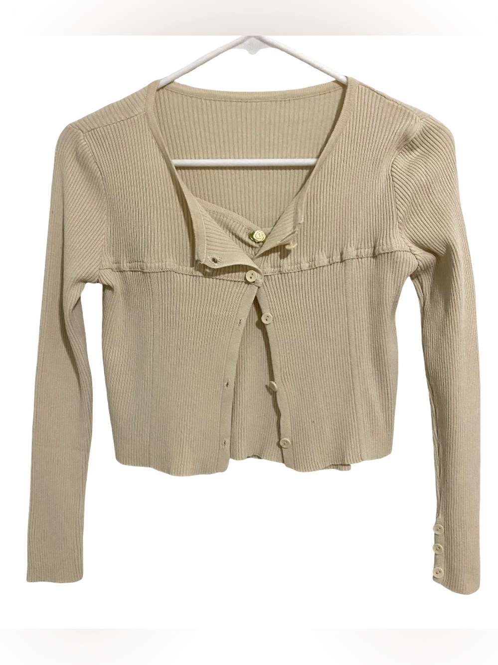 Ribbed Long Sleeve Button Cardigan Set